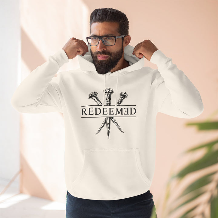 Redeemed Hoodie — Christian Faith Cross Nails Graphic Pullover