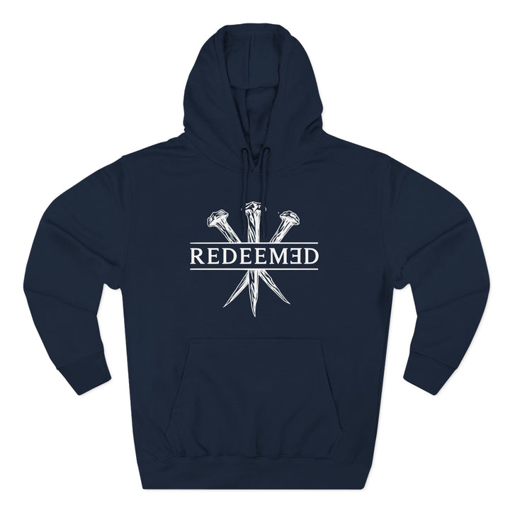 Redeemed Hoodie — Christian Faith Cross Nails Graphic Pullover