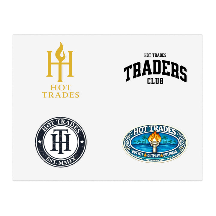 Hot Trades Sticker Sheet – Traders Club Logo Decals (4-Pack)