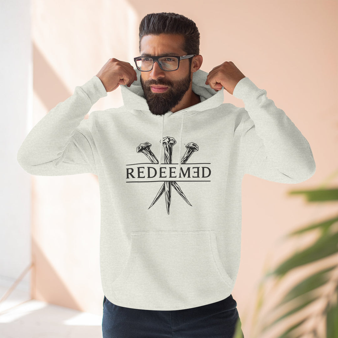 Redeemed Hoodie — Christian Faith Cross Nails Graphic Pullover