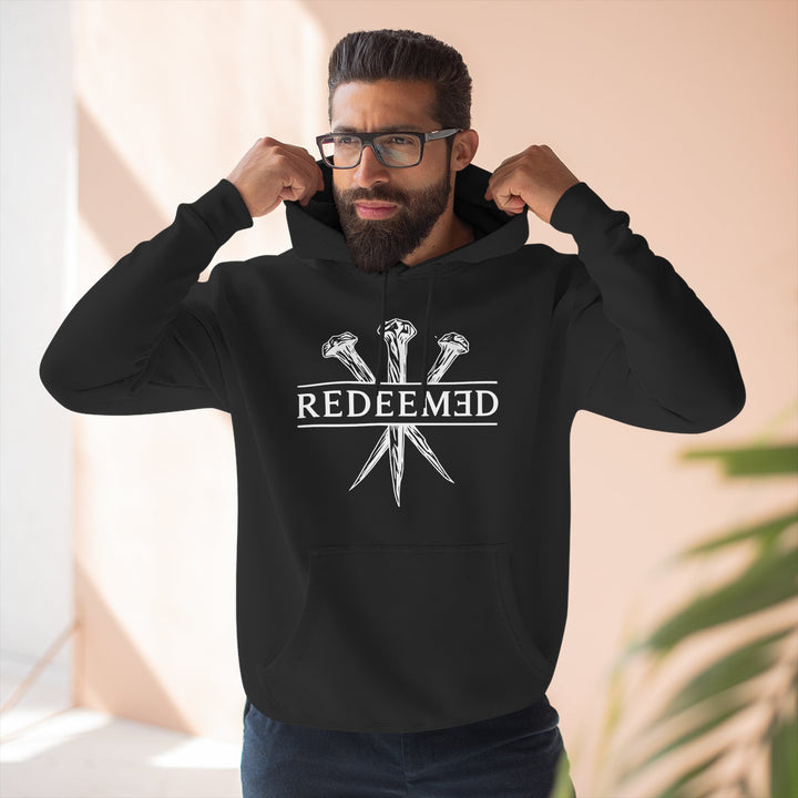 Redeemed Hoodie — Christian Faith Cross Nails Graphic Pullover