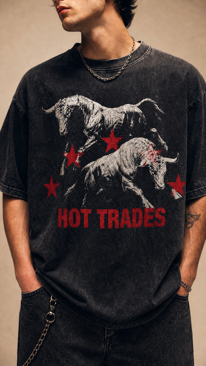 Charging Bulls Snow Washed Oversized Cotton T-Shirt