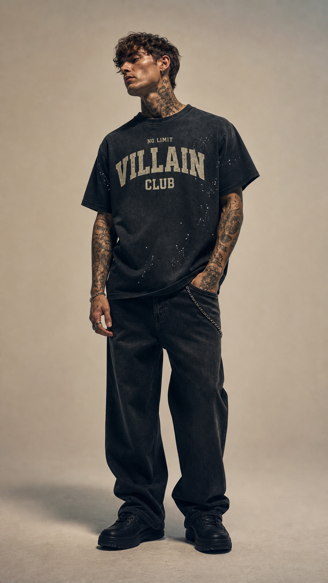 Villain Club Sunfade Paint Splatter T-Shirt