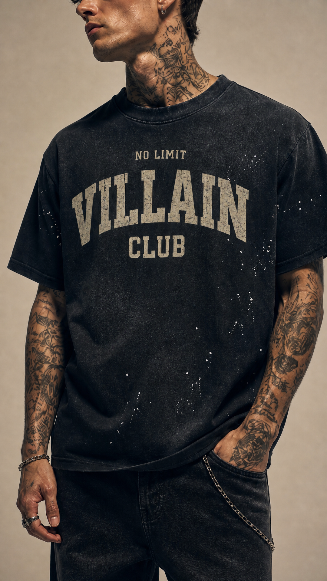 Villain Club Sunfade Paint Splatter T-Shirt