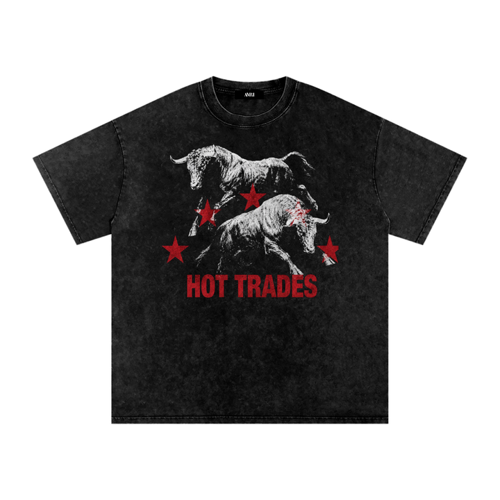 Charging Bulls Snow Washed Oversized Cotton T-Shirt